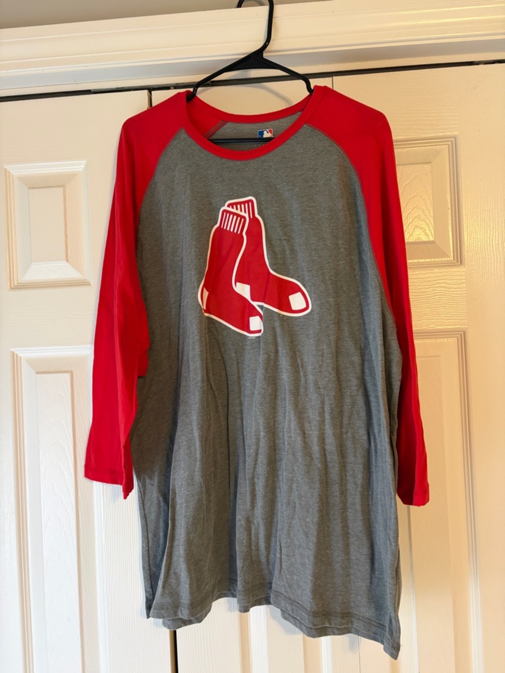 MLB Red and Gray Raglan Boston Red Sox Long Sleeve Tee